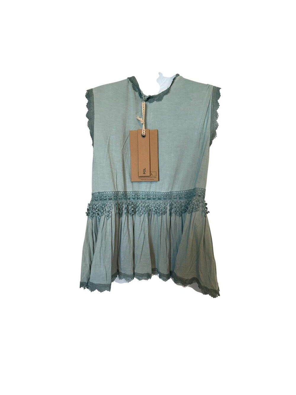 NWT POL Emerald Boho Lace Up front w/Tassle Tie Detail  S - Picture 2 of 13